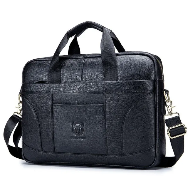 Full grain Leather Large capacity Men's Briefcase Black - Shop at LoveMi
