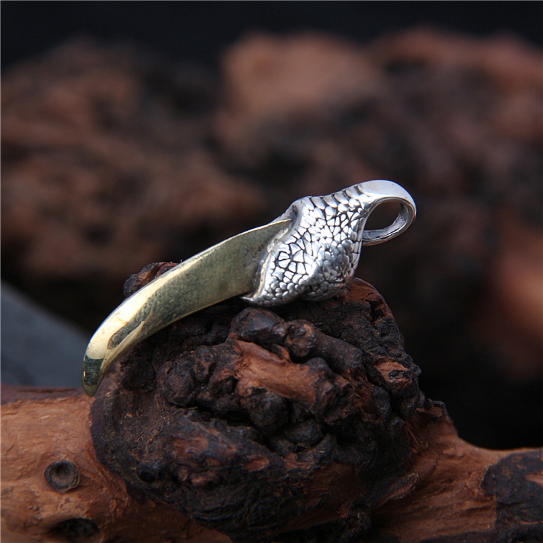 925 Sterling Silver Vintage Style Dinosaur Eagle Claw Gold Pendant
