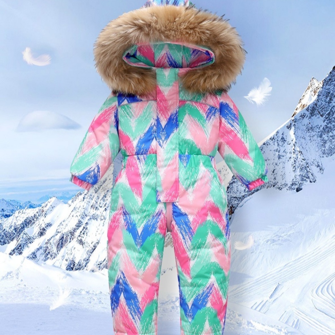 New-style Winter Down Jacket Thickened Children's One-piece Ski Suit