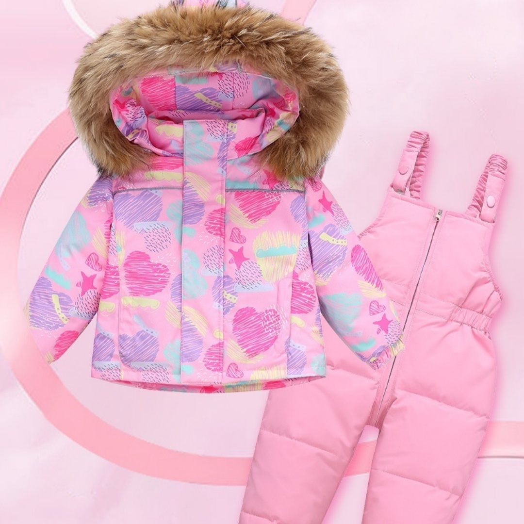 AutumnWinter Outerwear Two-Piece Down Jacket And Suspender Pants For Children