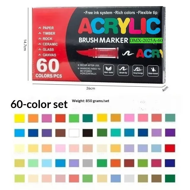 Cross border Direct ink Acrylic Markerswaterproof And Suitable For Layering Colors 60 Colors - Shop at LoveMi