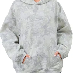 Women's Fashionable Printed Camouflage Maple Leaf Hoodie Top - L2591161-4Xl - View 1