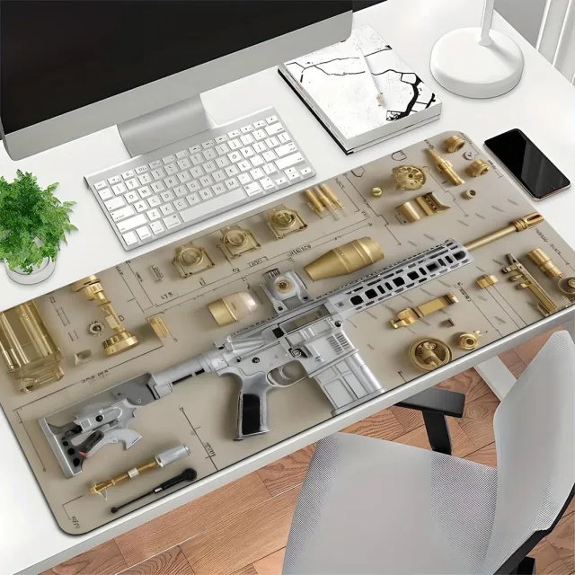 Black One piece Anti slip Computer Desk Mat For Office Use M416 Gold - Shop at LoveMi