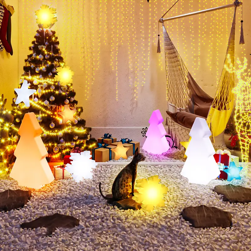 Colorful Glowing Christmas Tree Festive Atmosphere Floor Lamp