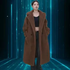 Caterpillar-style Long Coat Women's Faux Fur Jacket - Coffee - View 1