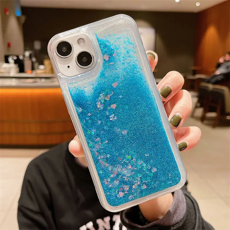 Shatter-resistant Phone Case With Glittery Liquid Quicksand