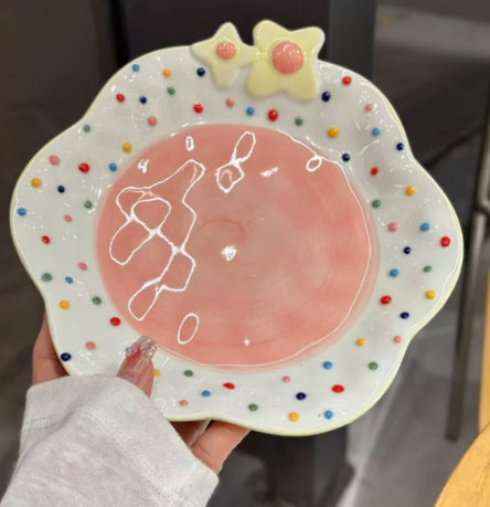 Hand-painted Relief Floral Ceramic Breakfast Plate