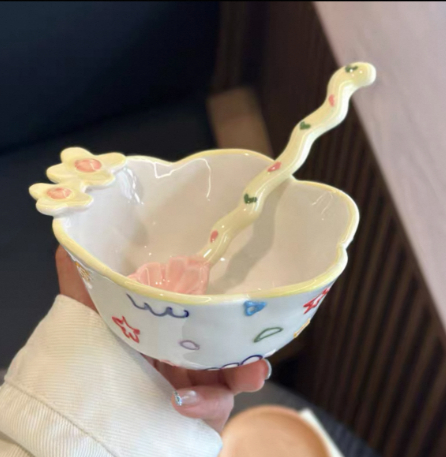 Hand-painted Relief Floral Ceramic Breakfast Plate