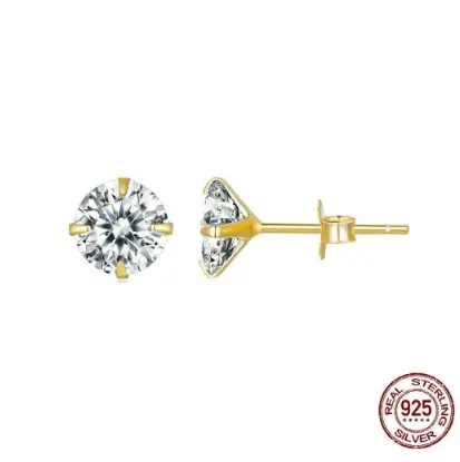 925 Sterling Silver Platinum Plated Round Cubic Zirconia Hypoallergenic Earrings