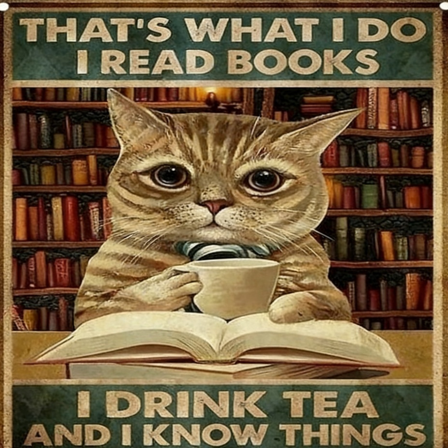 Retro Cat-themed Tin Art Deco Painting