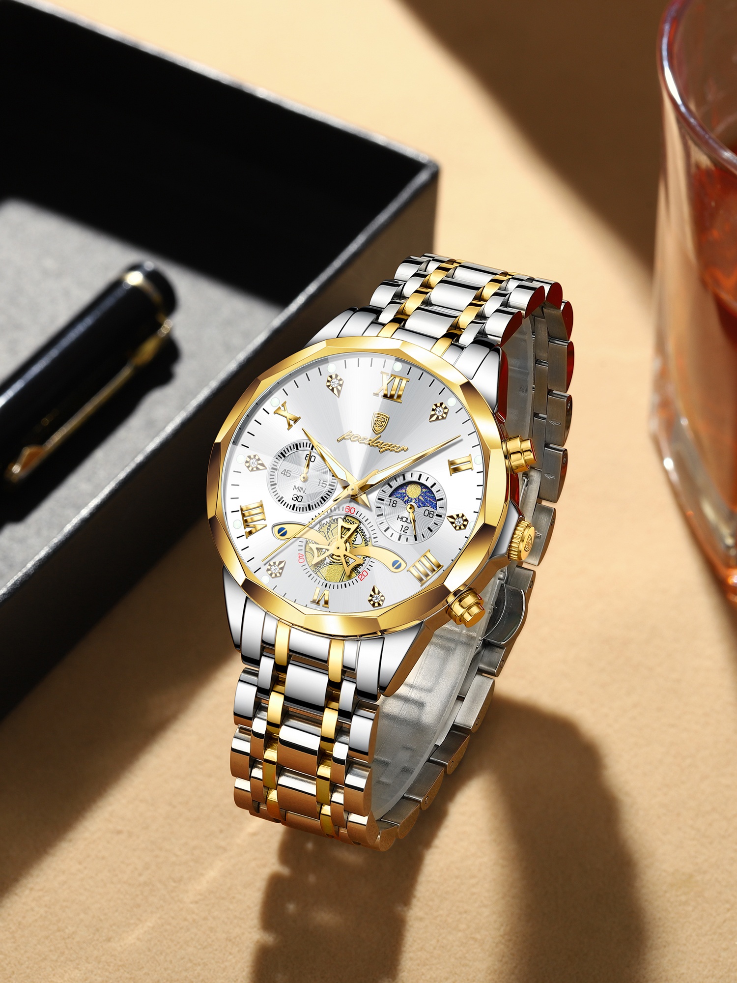 Poedagar Moonphase Quartz watch for men