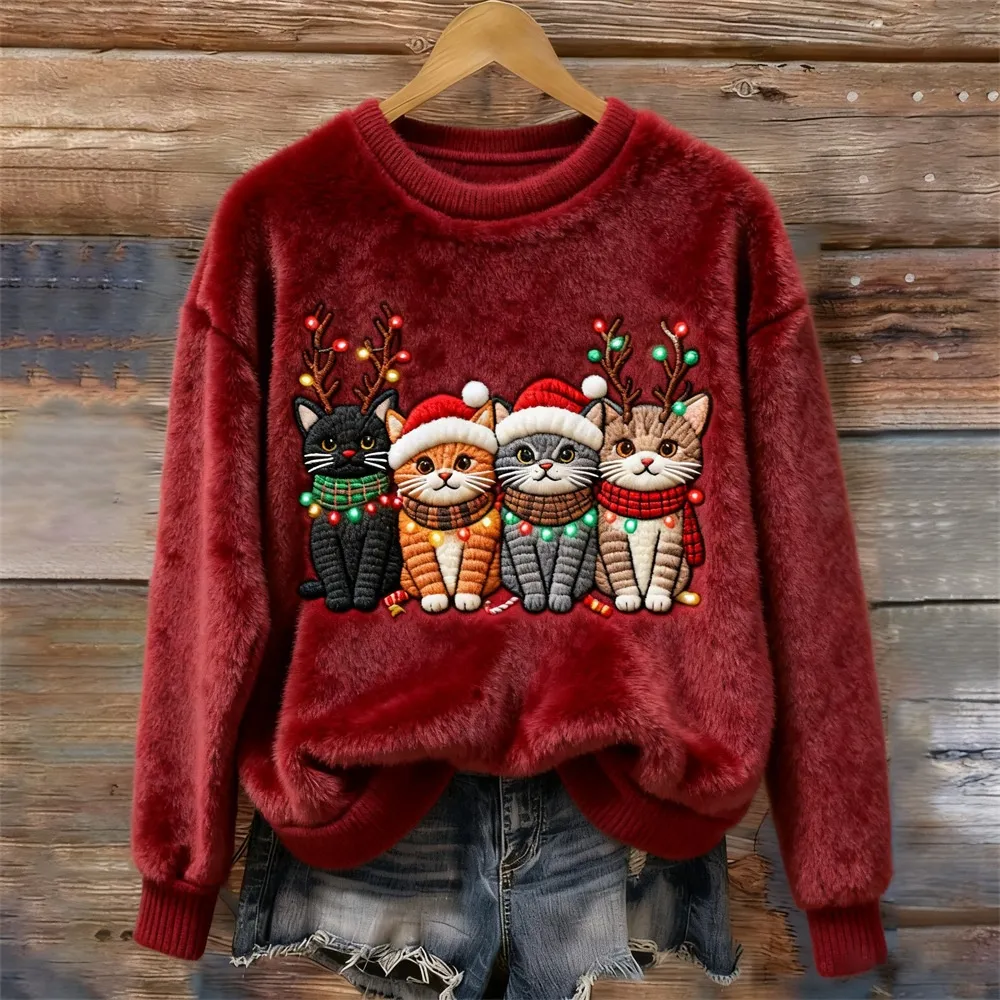 Women's Flannel Hoodie For Christmas, Autumn And Winter - Mfh3Iuw75B08E11-3Xl