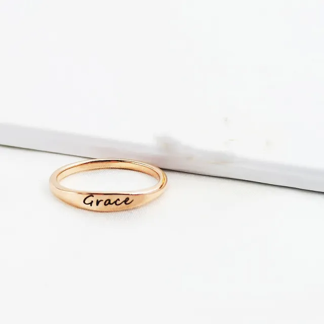 Creative Stainless Steel Name Rings With Various Fonts Rose Gold - Shop at LoveMi