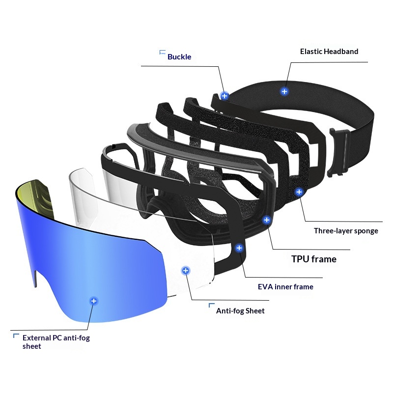 Outdoor Sports Ski Goggles Anti-Fog Large-Curved Lens Snow Goggles For Men And Women