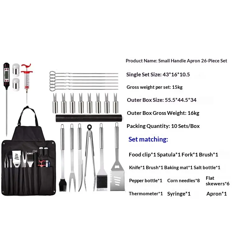 Barbecue Tool Outdoor BBQ Set 26-Piece Includes Apron Grilling Tools And Knives
