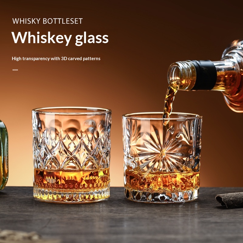 Set Of 2 Embossed Whiskey Glasses