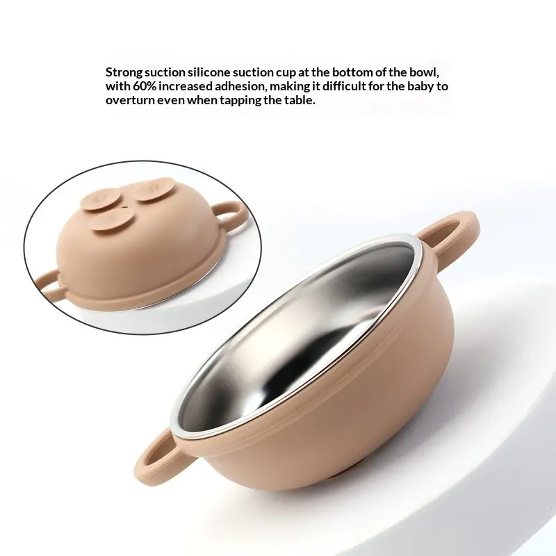 Silicone Double-ear Bowl With 304 Stainless Steel Inner Linerchildren's Tableware