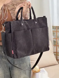 Large-Capacity Minimalist Tote Bag For Commuting Artistic Style For Women - Black - View 1