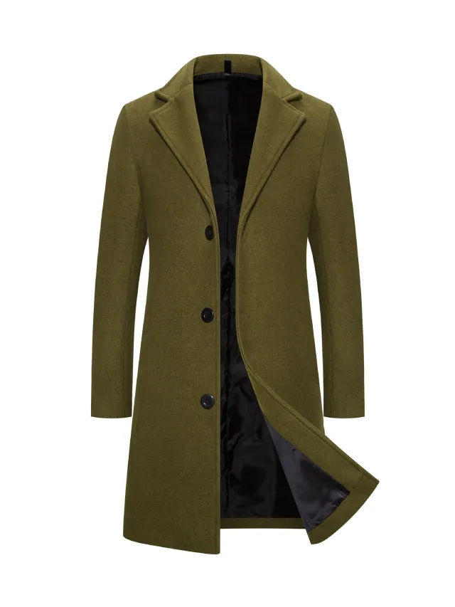 Woolen Plus Size Casual Style Coat Green - Shop at LoveMi