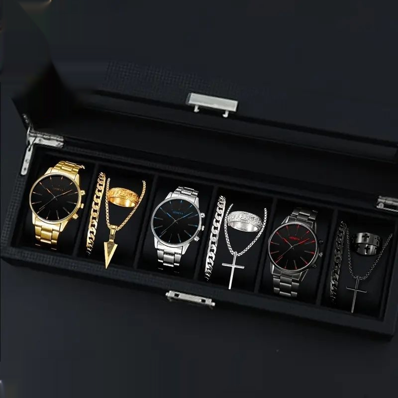 12-set Men's Watches  Fashionable Multi-color Assortment Of Quartz Men's Watches
