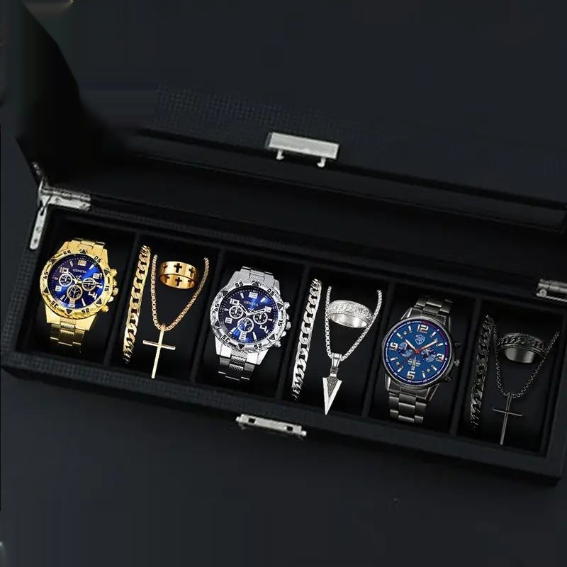 12-set Men's Watches  Fashionable Multi-color Assortment Of Quartz Men's Watches