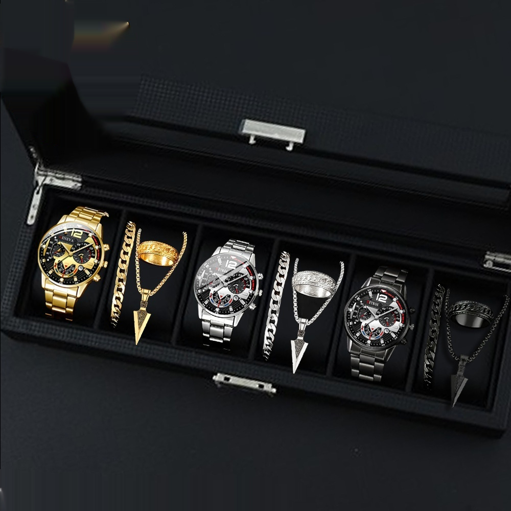 12-set Men's Watches  Fashionable Multi-color Assortment Of Quartz Men's Watches