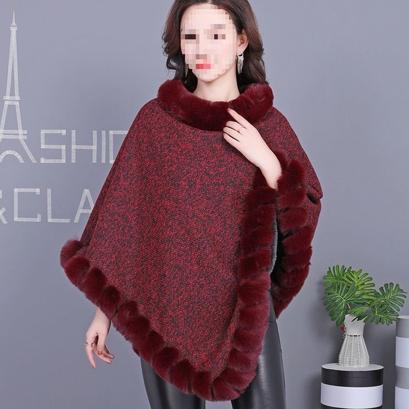 Merino Wool Pullover Shawl - Burgundy 1905 Pullover