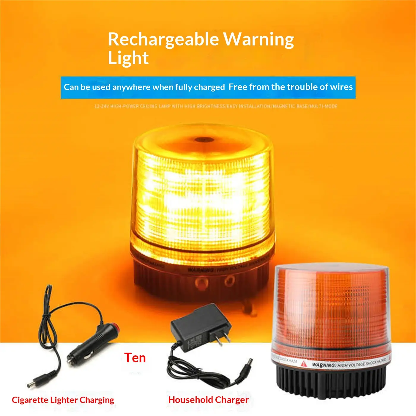 Automobile Rechargeable Warning Light Flashes