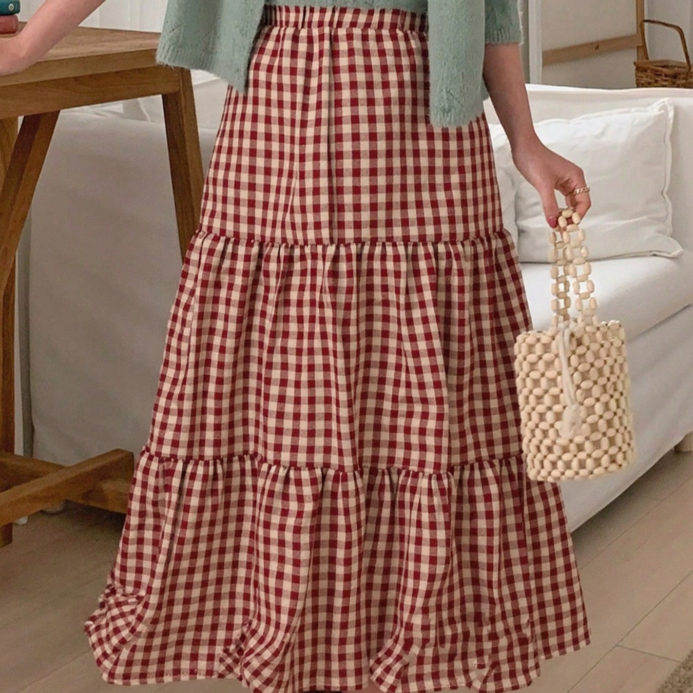 Designer A-line Sophisticated Autumn Women's Midi Skirt