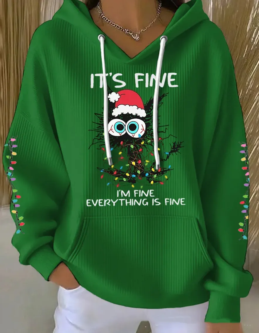 New Christmas Cat-Print Women's Hoodie - Czxtlm04