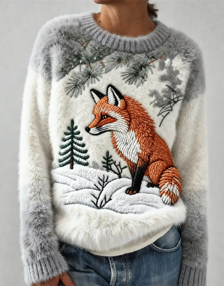 Christmas 3D Digital-printed Flannel Crewneck Hoodie - Kjfs02524