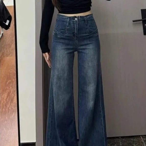 Retro Women's Slightly Flared Jeans That Aren't Tight On The Legs - Retro Blue