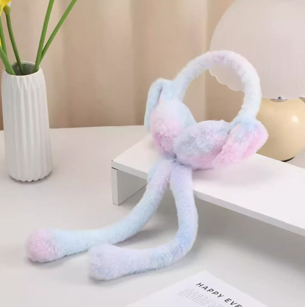 Cute Plush Airbag Movable Rabbit Earmuffs