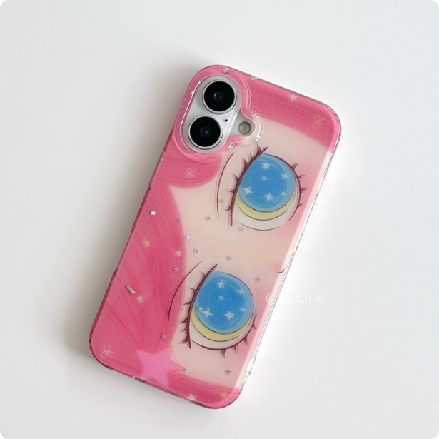 Fashionable Cartoon Phone Case For Girls Featuring Fine Glitter And Big Eyes