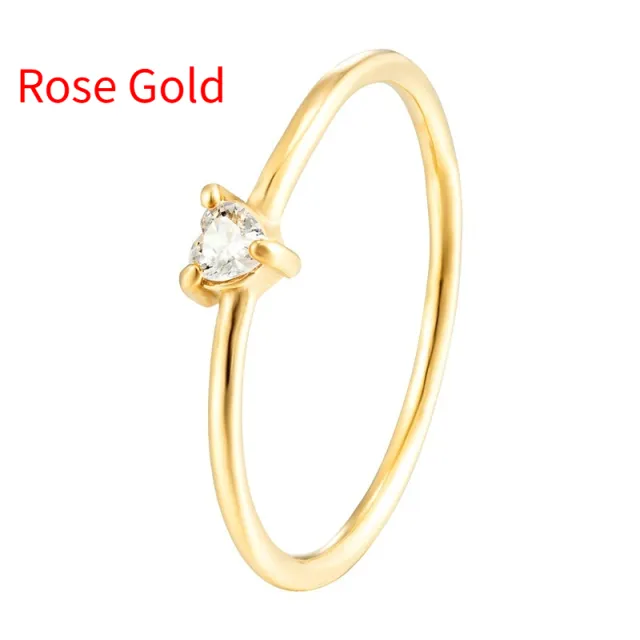 Affectionate Zircon Plain Ring In Fine Titanium Steel Rose Gold Heart - Shop at LoveMi