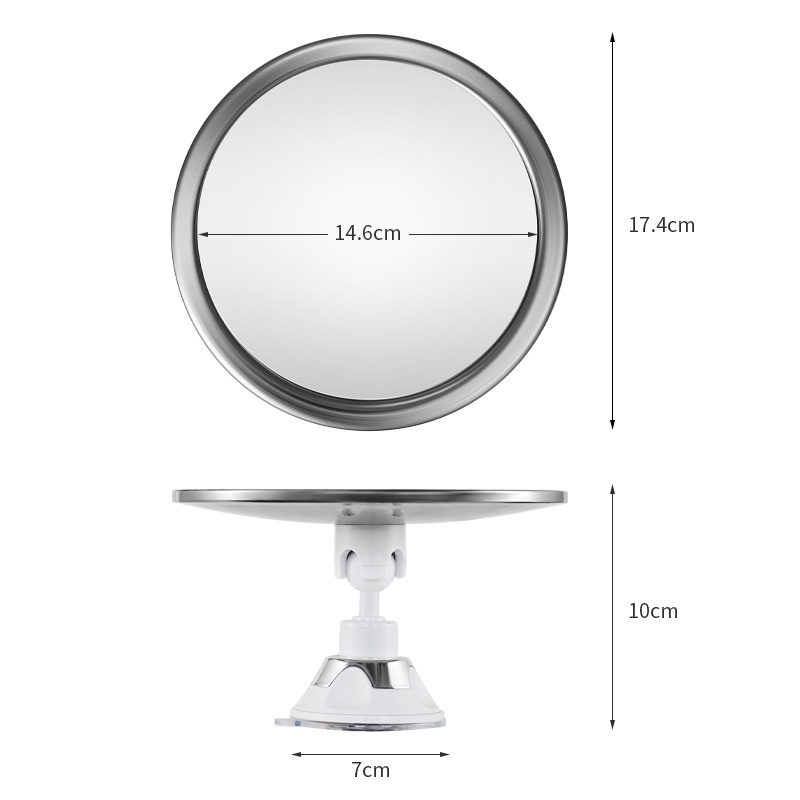 Bathroom Anti-fog Mirror With 360-degree Rotating Suction Cu Silver Color 4