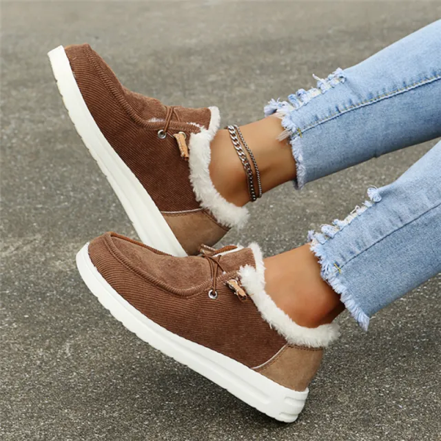 Women's Shoes Warm Winter Loafers Brown - Shop at LoveMi