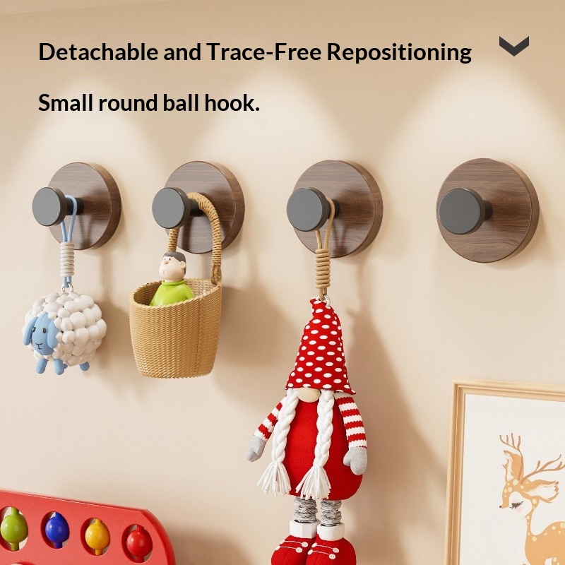 Suction-cup Walnut-grain Shelf Wall-mounted Adhesive Hook