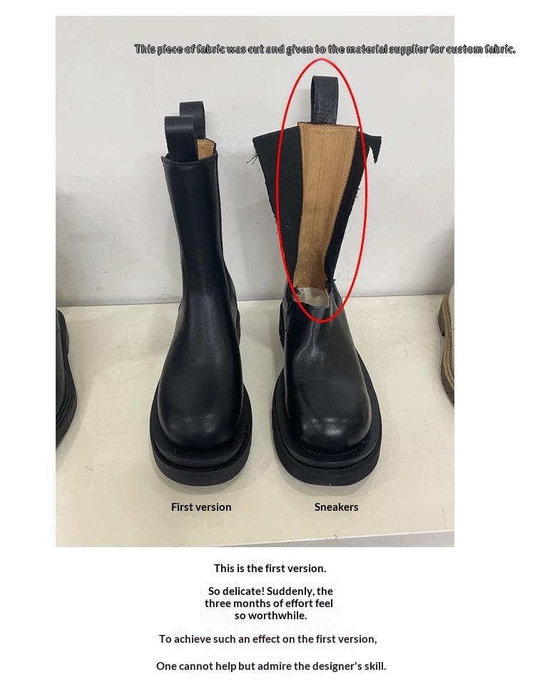 Women’s British-Style Mid-Calf Thick-Soled Leather Boots