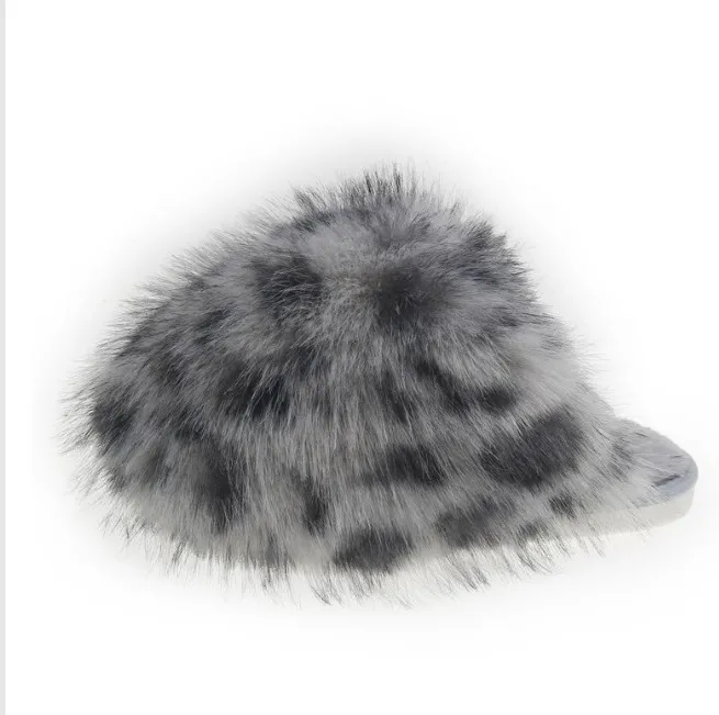 Large Size Solid Color Fluffy Soft Bottom Winter Baotou Home Warm Multi-color Cotton Slippers - Grey