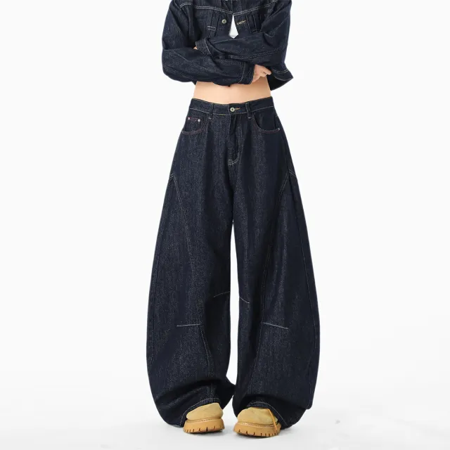 American style Machete cut Denim Jeans Retro And Relaxed fit Blue - Shop at LoveMi