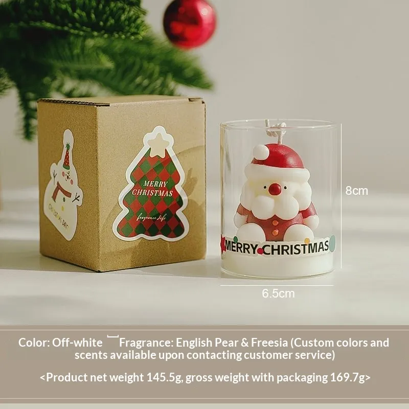 Santa Claus-themed Glass Holders Soy Wax Candles - Christmas Cup Wax Santa Claus