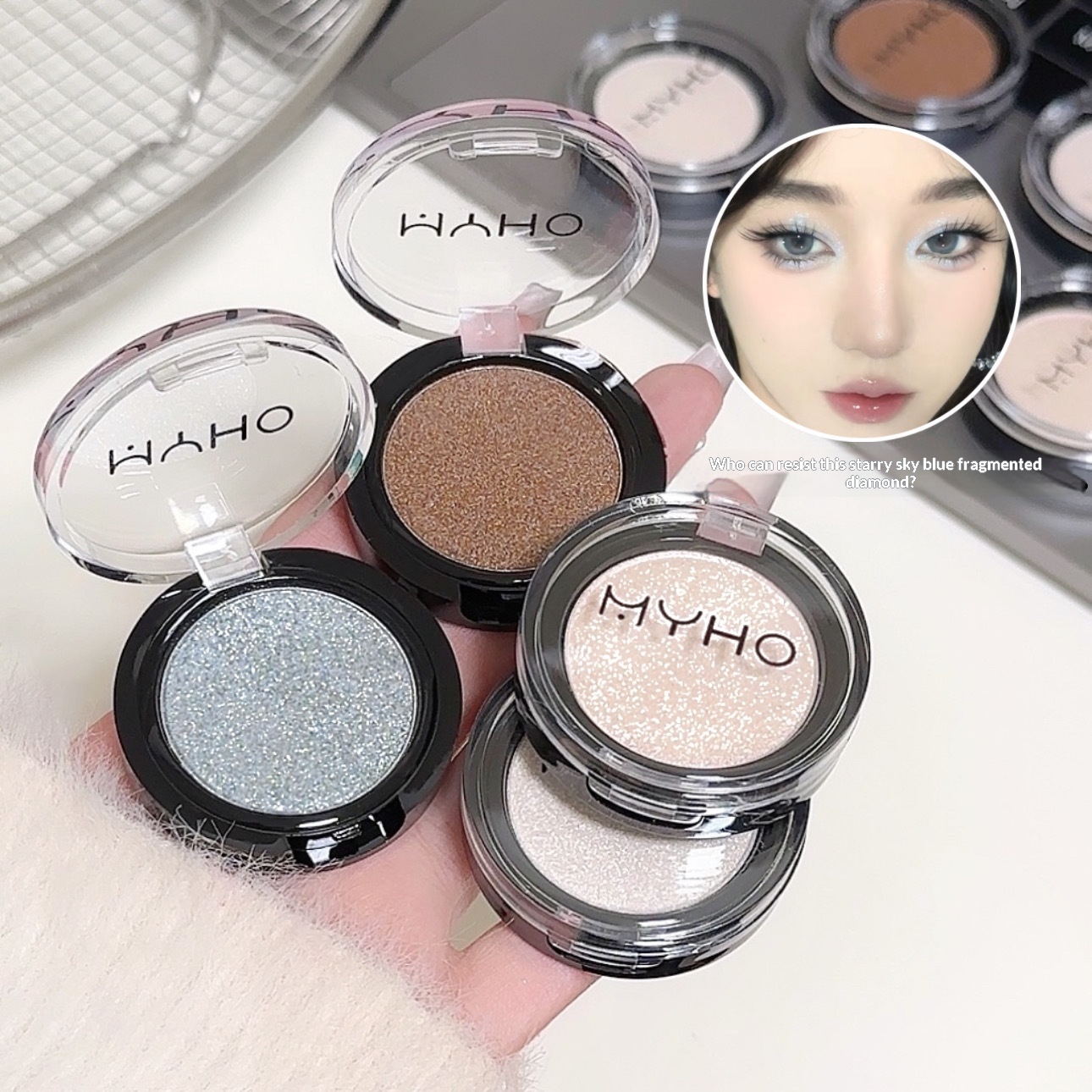 Single-Color Eyeshadow Palette With Crushed DiamondsDual-Use For Cheeks And Eyes To Brighten Your Look