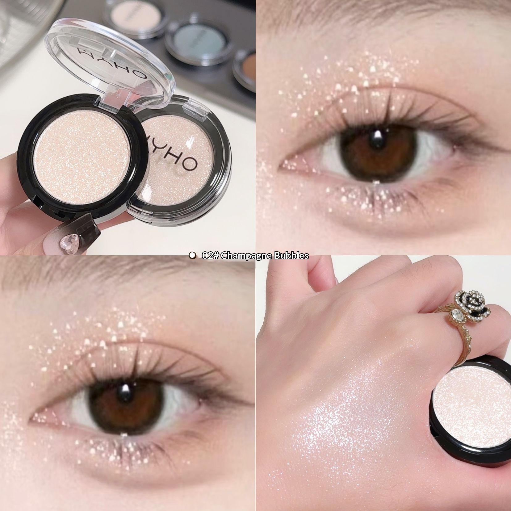 Single-Color Eyeshadow Palette With Crushed DiamondsDual-Use For Cheeks And Eyes To Brighten Your Look 3