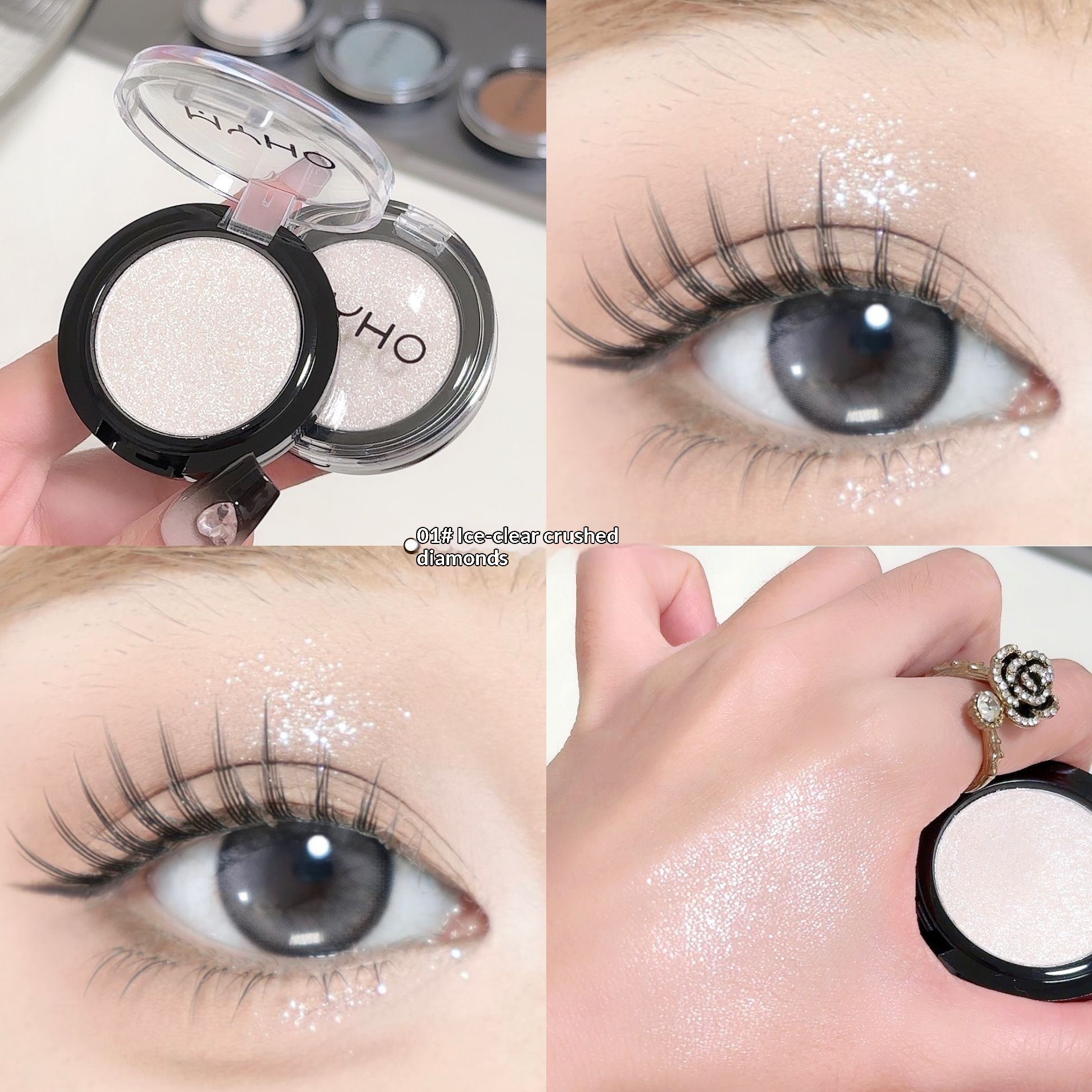 Single-Color Eyeshadow Palette With Crushed DiamondsDual-Use For Cheeks And Eyes To Brighten Your Look