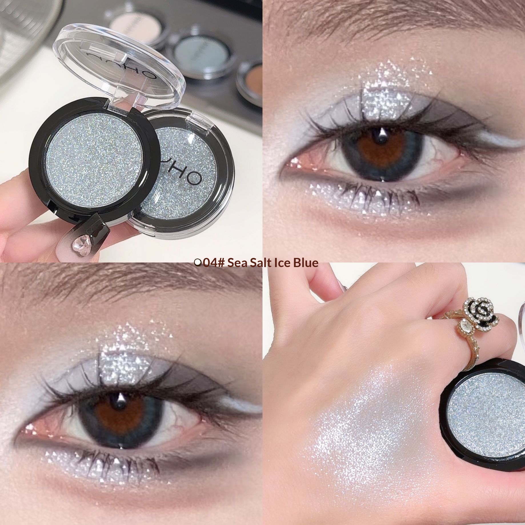 Single-Color Eyeshadow Palette With Crushed DiamondsDual-Use For Cheeks And Eyes To Brighten Your Look 5