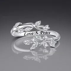 Fashionable Vine Shaped Ring With Diamonds And An Open Design - Silvery - View 1