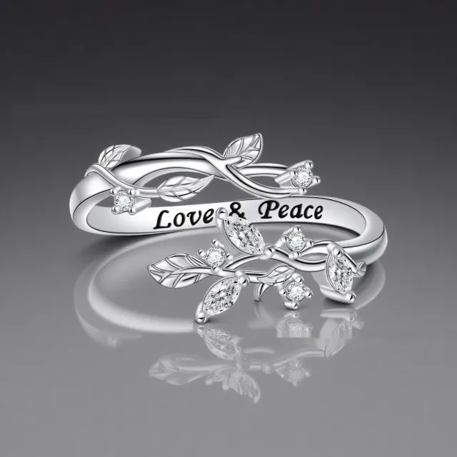 Fashionable Vine Shaped Ring With Diamonds And An Open Design Silvery - Shop at LoveMi