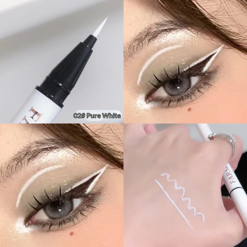 Huaxue'er Colorful Quick-Drying Waterproof Eyeliner Pencil - Pure White