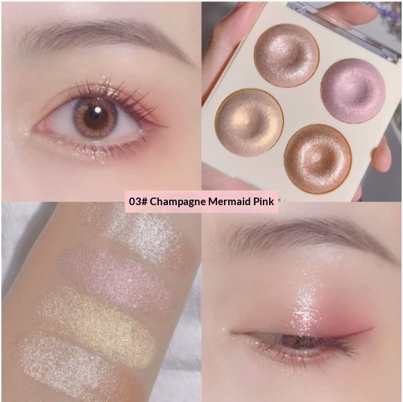 Four-color Baked Highlighter Palette With Shimmering Eyeshadow 8